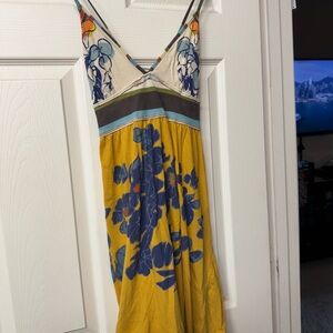 Floral Yellow and Blue Women's Dress